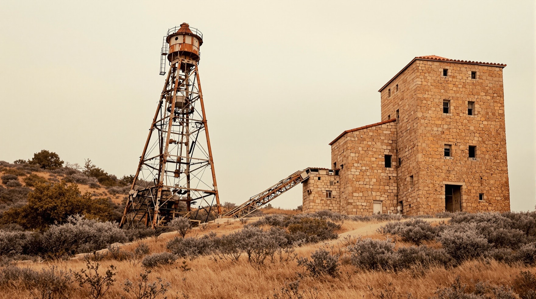 Castelletto di estrazione di una miniera dismessa in Sardegna